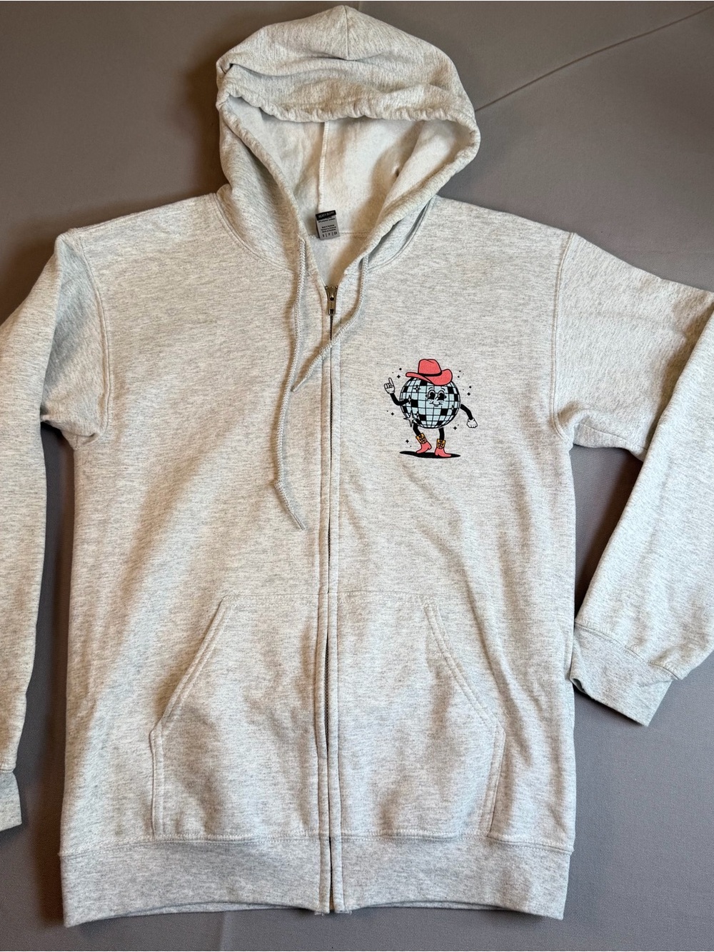 HWLF Light Gray Zip-Up Hoodie Dancing Disco Cowboy Religious WWJD Elevated Faith